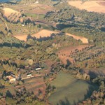 Tuscan farm from the balloon