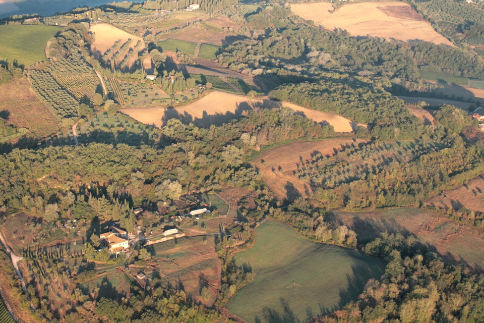 Tuscan farm from the balloon