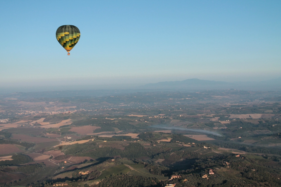 high over the Tuscan countryside