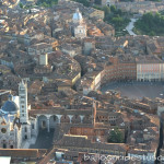 aerial view of Duomo and Piazza del Campo from the hotair balloon